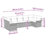 vidaXL Tuinbank Set met kussen 7 pcs Zwart poly rattan