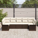 vidaXL Tuinbank Set met kussen 7 pcs Zwart poly rattan