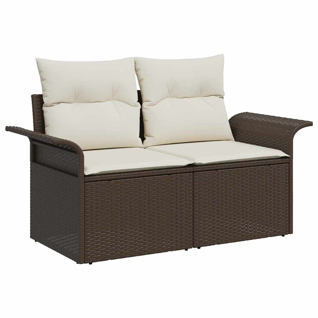 vidaXL Tuinbank Set met kussen 7 pcs Zwart poly rattan