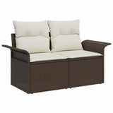 vidaXL Tuinbank Set met kussen 7 pcs Zwart poly rattan