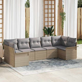vidaXL Tuinbank Set met kussen 7 pcs Zwart poly rattan
