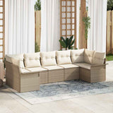 vidaXL Tuinbank Set met kussen 7 pcs Zwart poly rattan