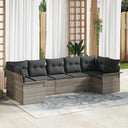 vidaXL Tuinbank Set met kussen 7 pcs Zwart poly rattan