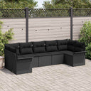 vidaXL Tuinbank Set met kussen 7 pcs Zwart poly rattan