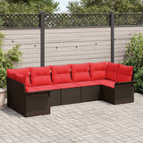 vidaXL Tuinbank Set met kussen 7 pcs Bruin Poly rattan