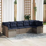 vidaXL Tuinbank Set met kussen 7 pcs Bruin Poly rattan