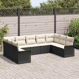 vidaXL Tuinbank Set met kussen Zwart poly rattan