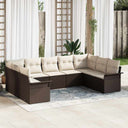 vidaXL Tuinbank Set met kussen Zwart poly rattan
