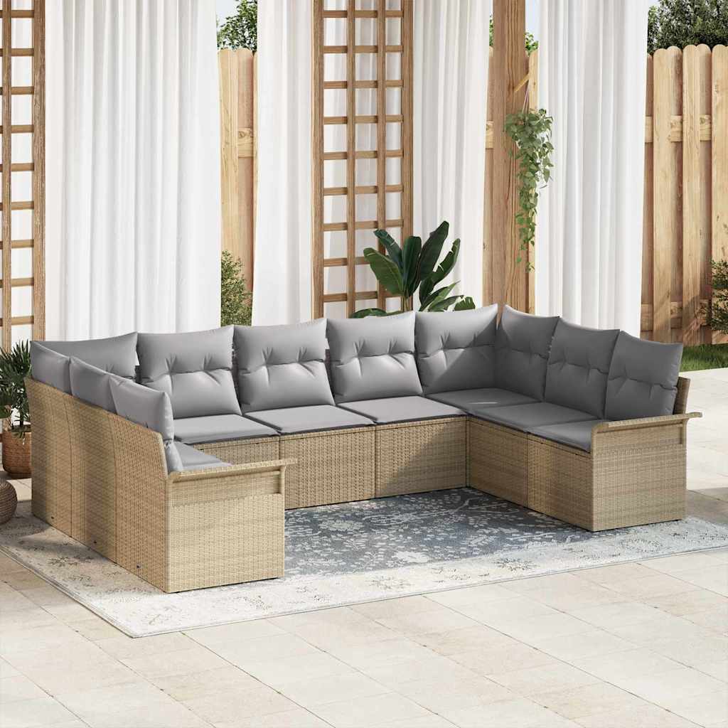 vidaXL Tuinbank Set met kussen Zwart poly rattan