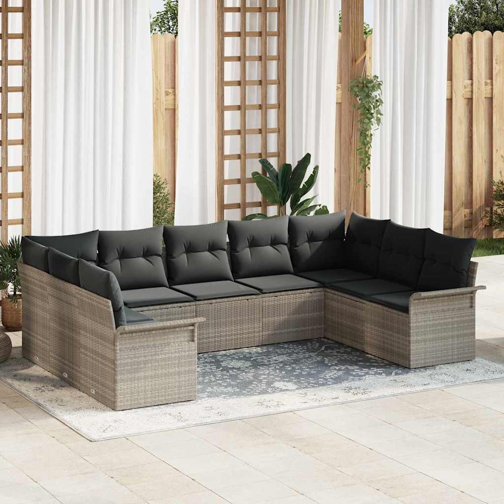 vidaXL Tuinbank Set met kussen Zwart poly rattan
