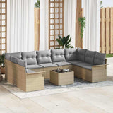 vidaXL Tuinbank Set met kussen Zwart poly rattan