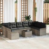 vidaXL Tuinbank Set met kussen Zwart poly rattan
