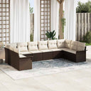 vidaXL Tuinbank Set met kussen 10 pcs Zwart poly rattan