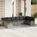 vidaXL Tuinbank Set met kussen 10 pcs Zwart poly rattan