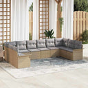 vidaXL Tuinbank Set met kussen 10 pcs Zwart poly rattan