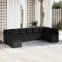 vidaXL Tuinbank Set met kussen 10 pcs Zwart poly rattan