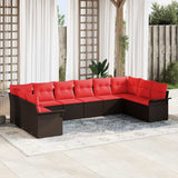 vidaXL Tuinbank Set met kussen 10 pcs Bruin poly rattan