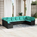 vidaXL Tuinbank Set met kussen 10 pcs Bruin poly rattan