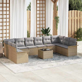 vidaXL Tuinbank Set met kussen 10 pcs Zwart poly rattan
