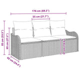 vidaXL Tuinbank Set met kussen 3 pcs Zwart poly rattan