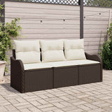 vidaXL Tuinbank Set met kussen 3 pcs Zwart poly rattan
