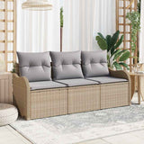 vidaXL Tuinbank Set met kussen 3 pcs Zwart poly rattan