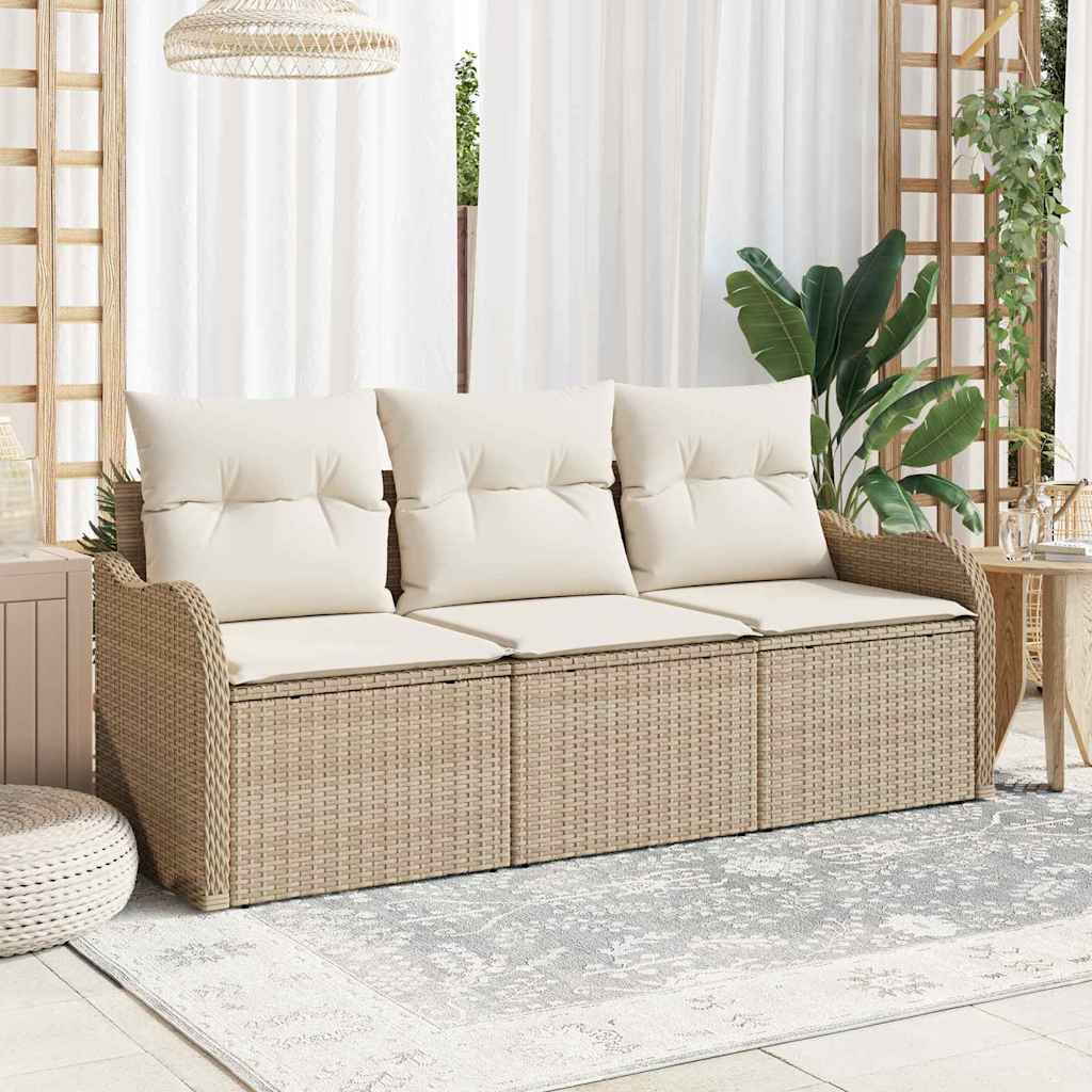 vidaXL Tuinbank Set met kussen 3 pcs Zwart poly rattan