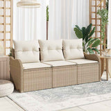 vidaXL Tuinbank Set met kussen 3 pcs Zwart poly rattan