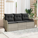 vidaXL Tuinbank Set met kussen 3 pcs Zwart poly rattan