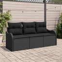 vidaXL Tuinbank Set met kussen 3 pcs Zwart poly rattan