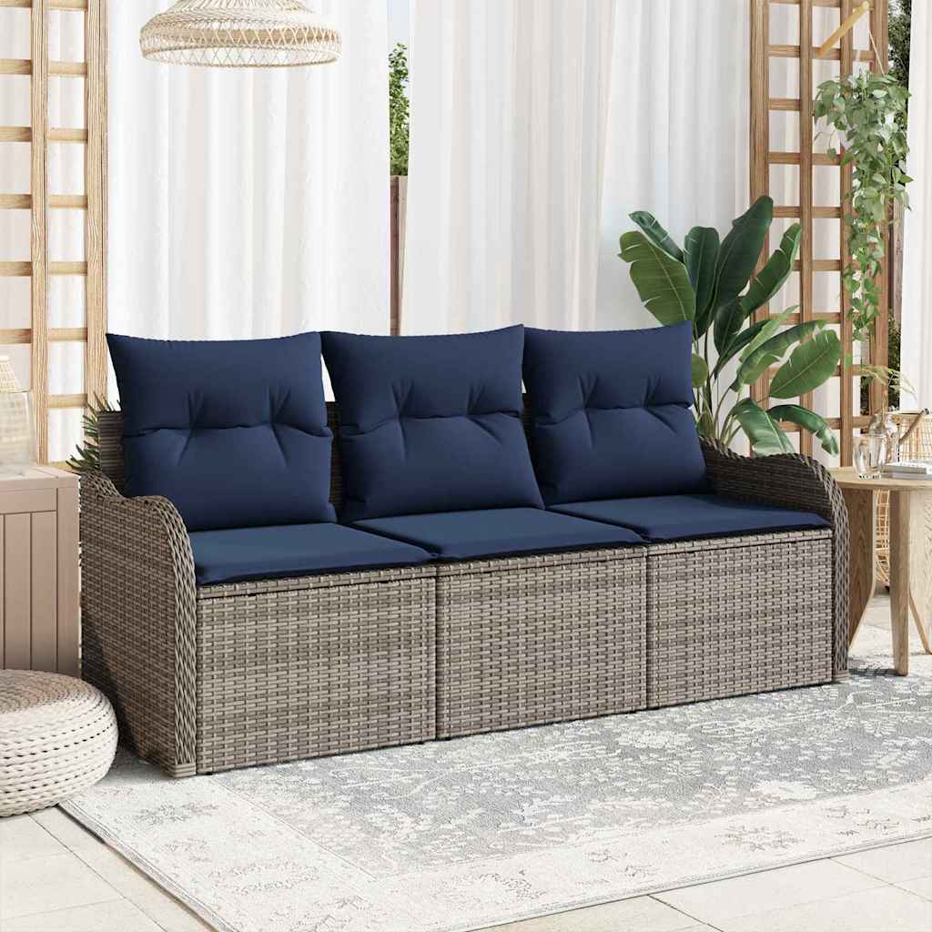 vidaXL Tuinbank Set met kussen 3 pcs Bruin Poly rattan