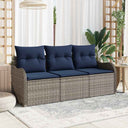 vidaXL Tuinbank Set met kussen 3 pcs Bruin Poly rattan