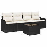 vidaXL Garden Bench Set Black poly rattan