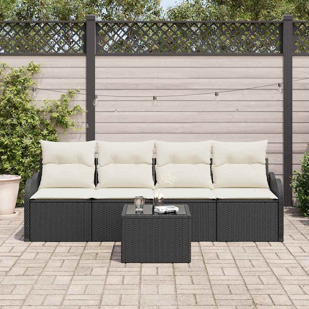 vidaXL Garden Bench Set Black poly rattan