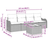vidaXL Garden Bench Set Black poly rattan