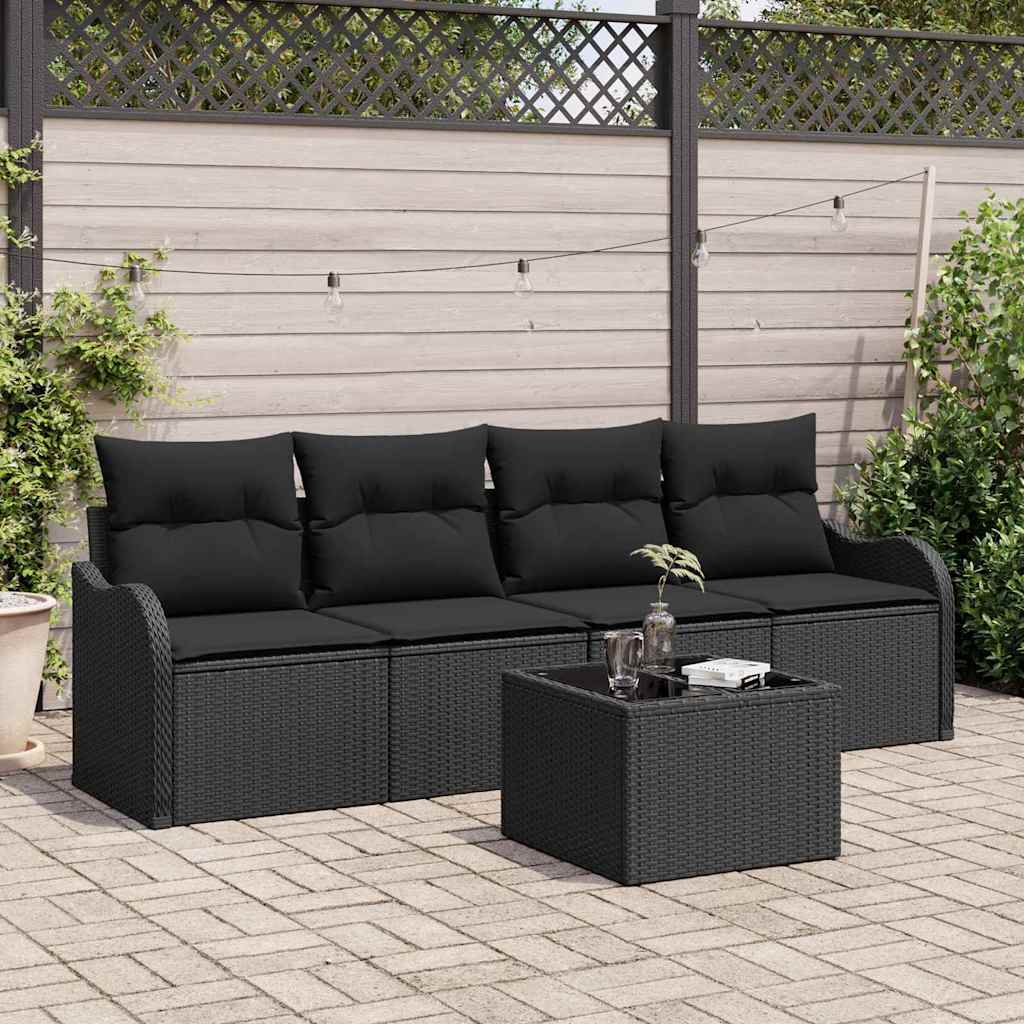 vidaXL Garden Bench Set Black poly rattan