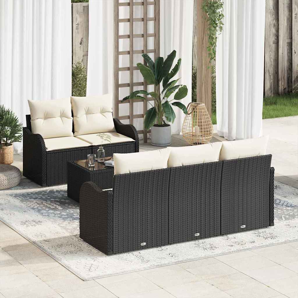 vidaXL Tuinbank Set Zwart poly rattan