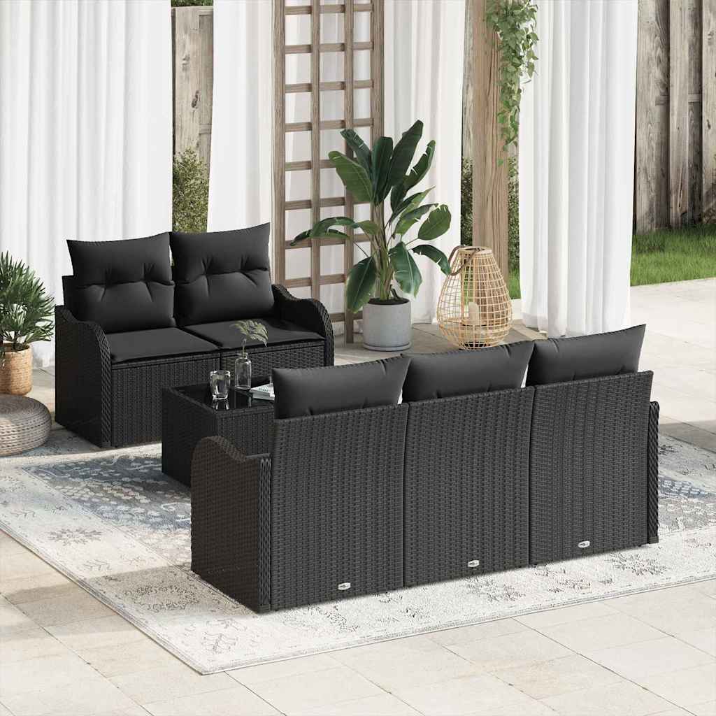vidaXL Tuinbank Set Zwart poly rattan