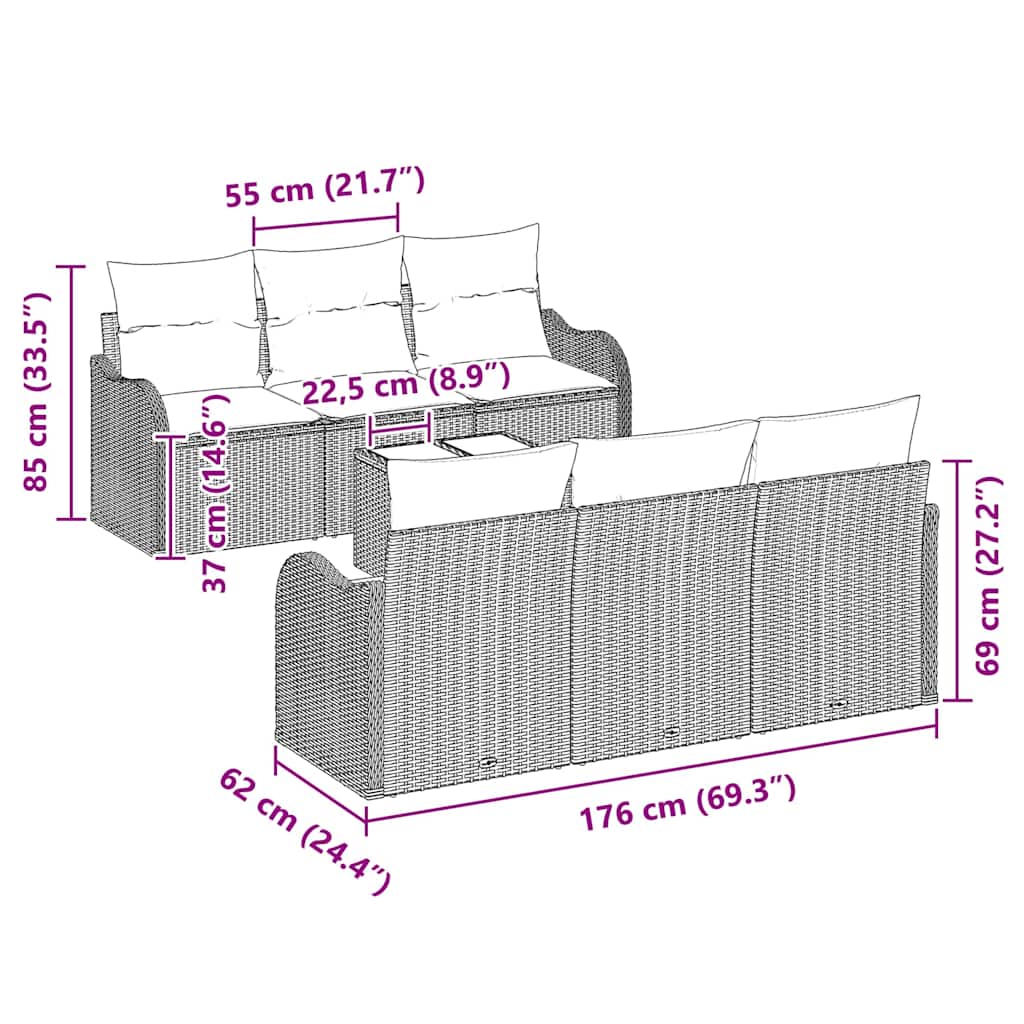 vidaXL Tuinbank Set Zwart 55 x 55 x 37 cm poly rattan