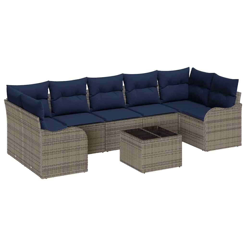vidaXL Bankstel 8 st 7-Aantal zitplaatsen Grijs poly rattan