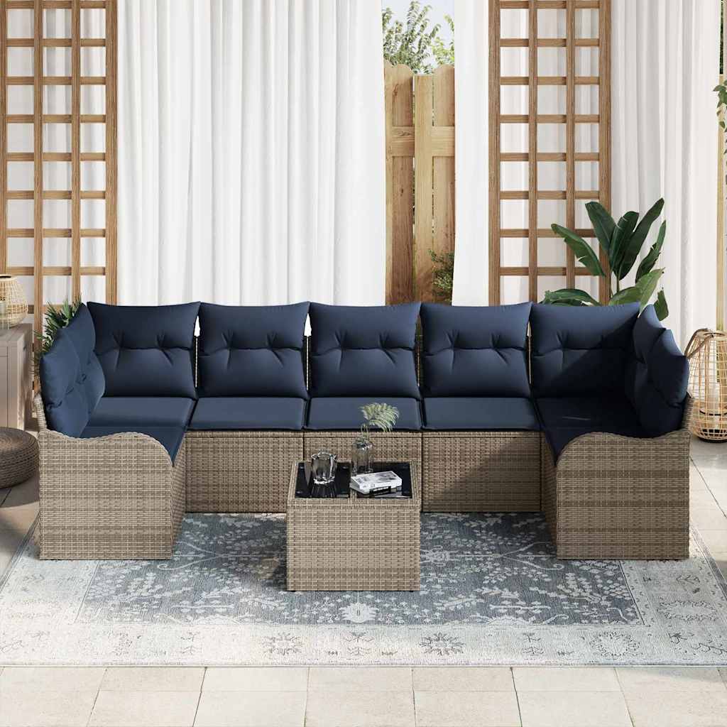 vidaXL Bankstel 8 st 7-Aantal zitplaatsen Grijs poly rattan