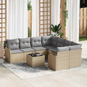 vidaXL Tuinbank Set met kussen met opslag 9 pcs Zwart poly rattan