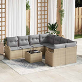vidaXL Tuinbank Set met kussen met opslag 9 pcs Zwart poly rattan