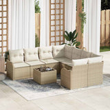 vidaXL Tuinbank Set met kussen met opslag 9 pcs Zwart poly rattan