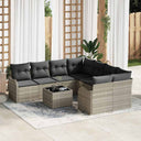 vidaXL Tuinbank Set met kussen met opslag 9 pcs Zwart poly rattan