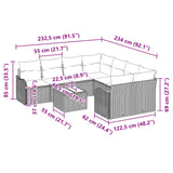 vidaXL Tuinbank Set met kussen met opslag 9 pcs Bruin poly rattan