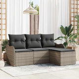 vidaXL Tuinbank Set met kussen 4 pcs Zwart Poly rattan