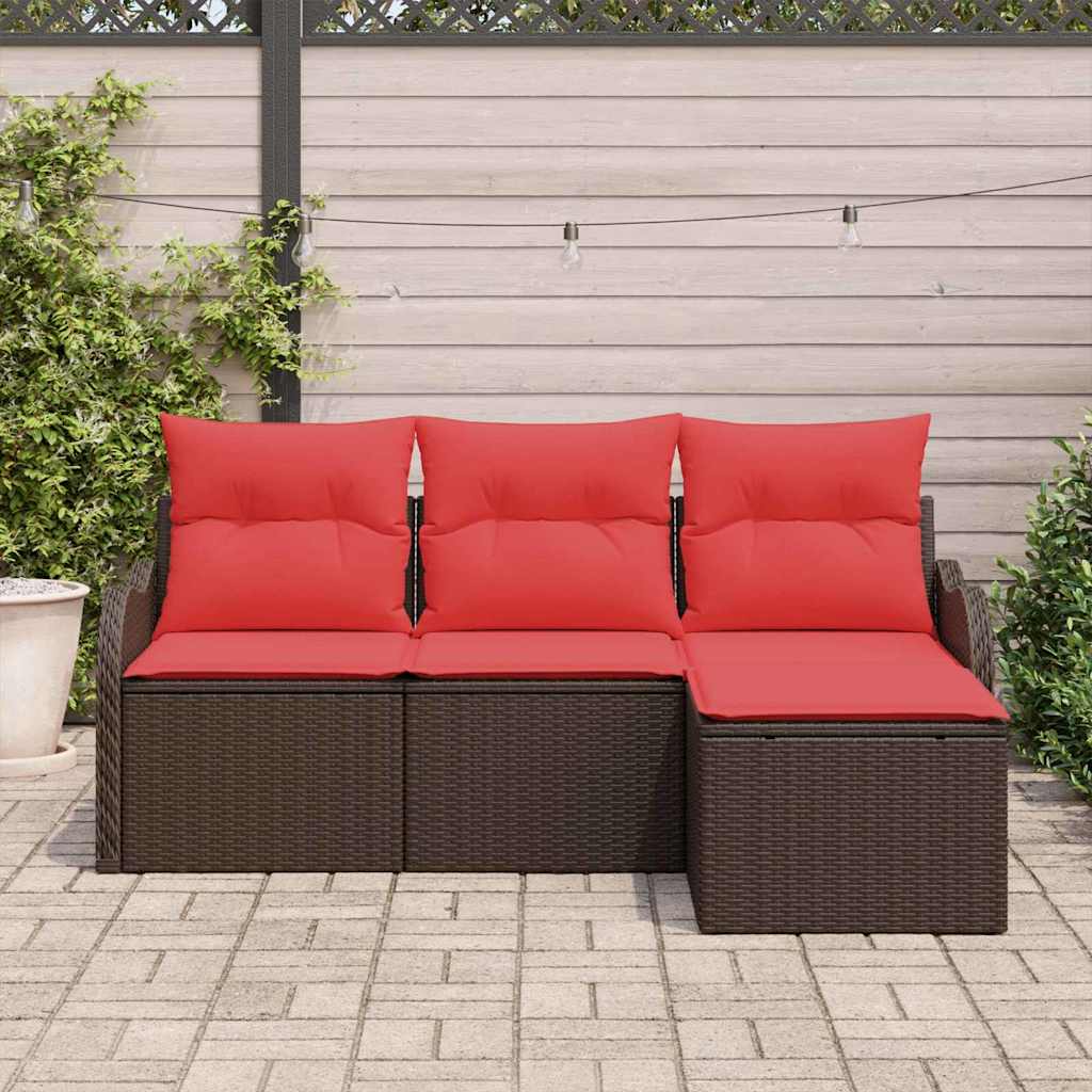 vidaXL Garden Bench Set Brown poly rattan