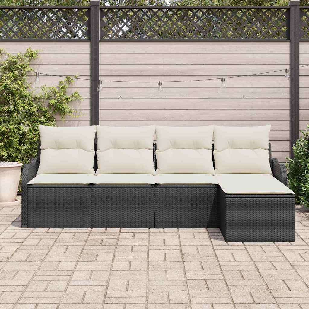 vidaXL Tuinbank Set Zwart poly rattan