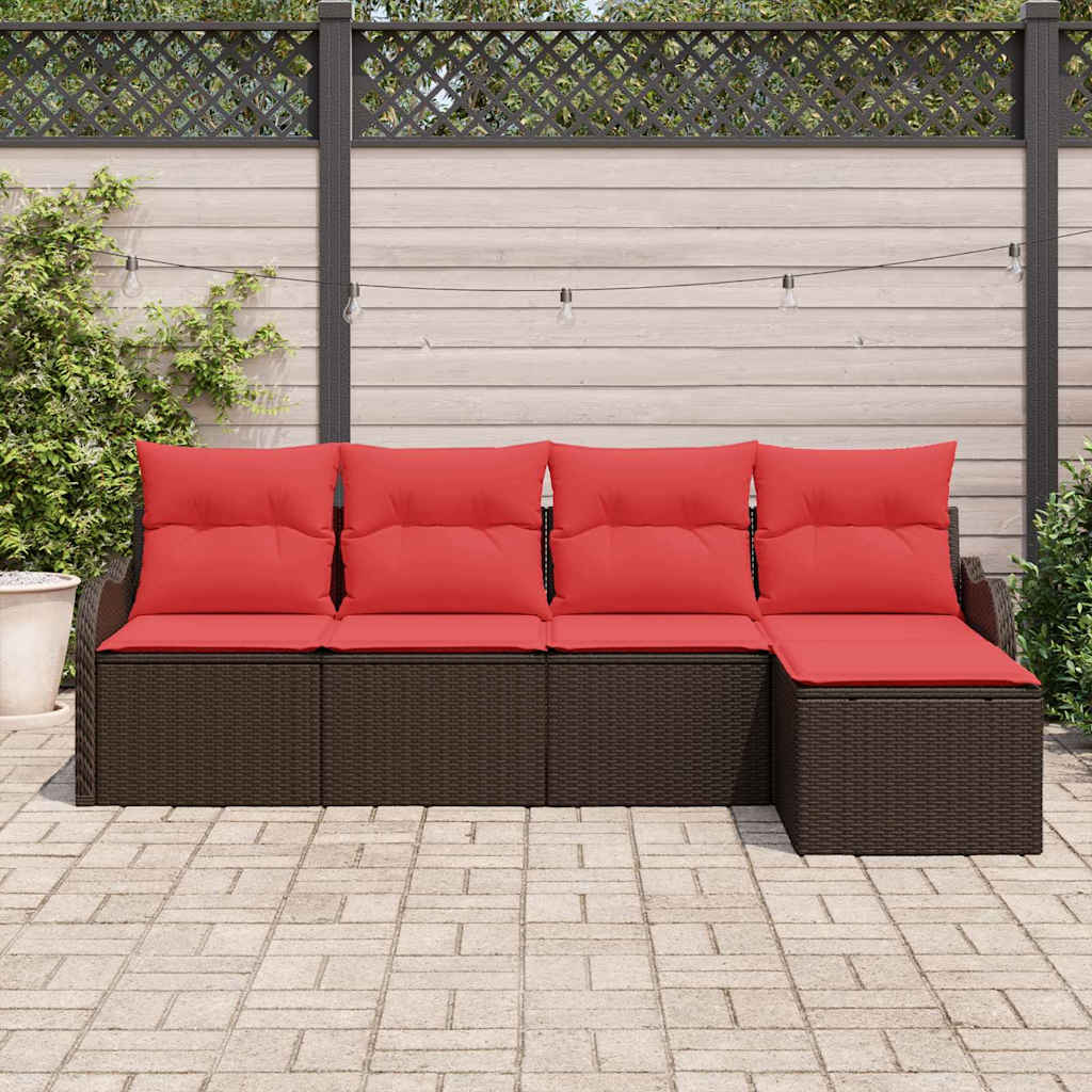 vidaXL Garden Bench Set Brown poly rattan